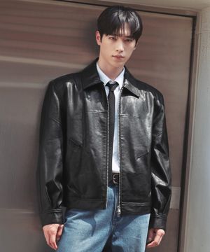 [서강준PICK] 인시전 레더 블루종 자켓 [BLACK]