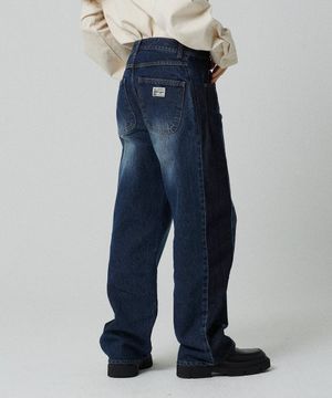 파번 7521 패치워크 와이드핏 다크인디고 데님팬츠