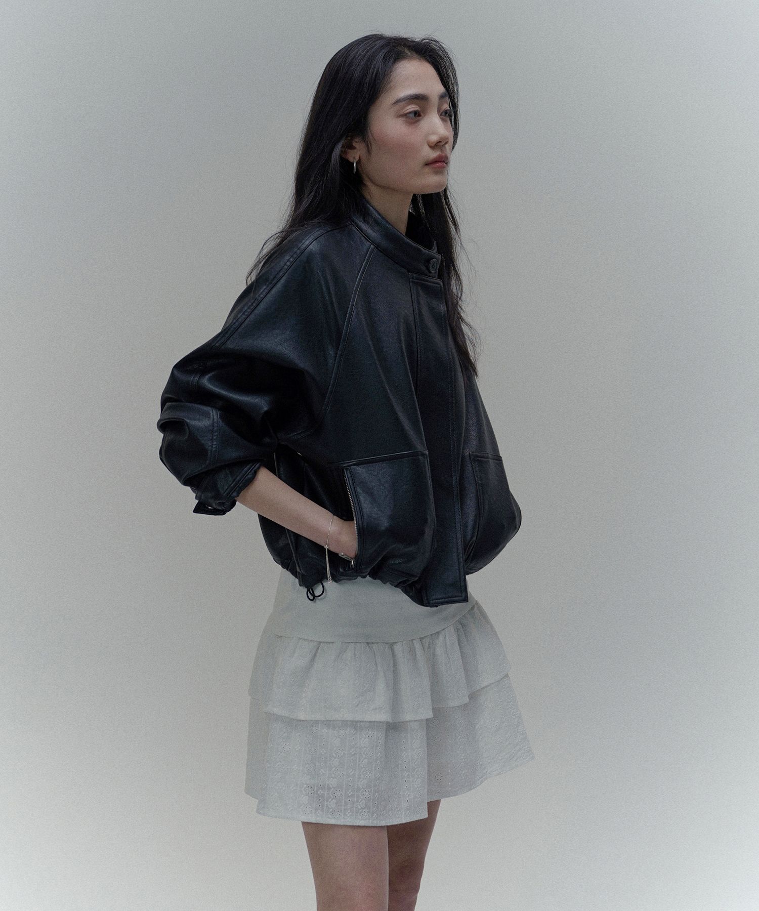 ファッションシーンで話題のこれから流行るブランド12選 Buffing ORO | MUSINSA Leather Jacket_Black Leather Crop Standing ジャケット・アウター