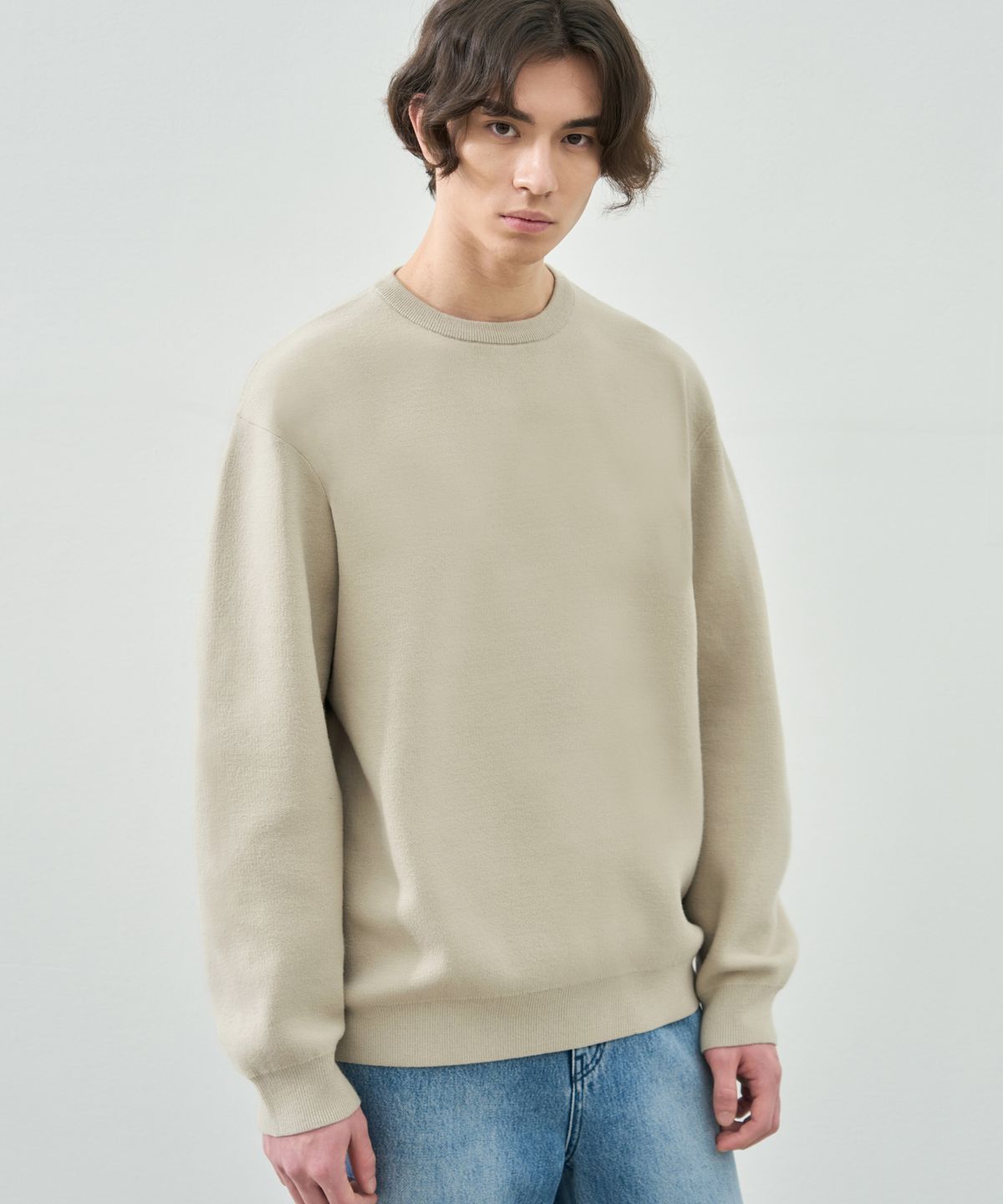 드로우핏(DRAW FIT) 소프트 에센셜 라운드 니트 [SAND BEIGE]