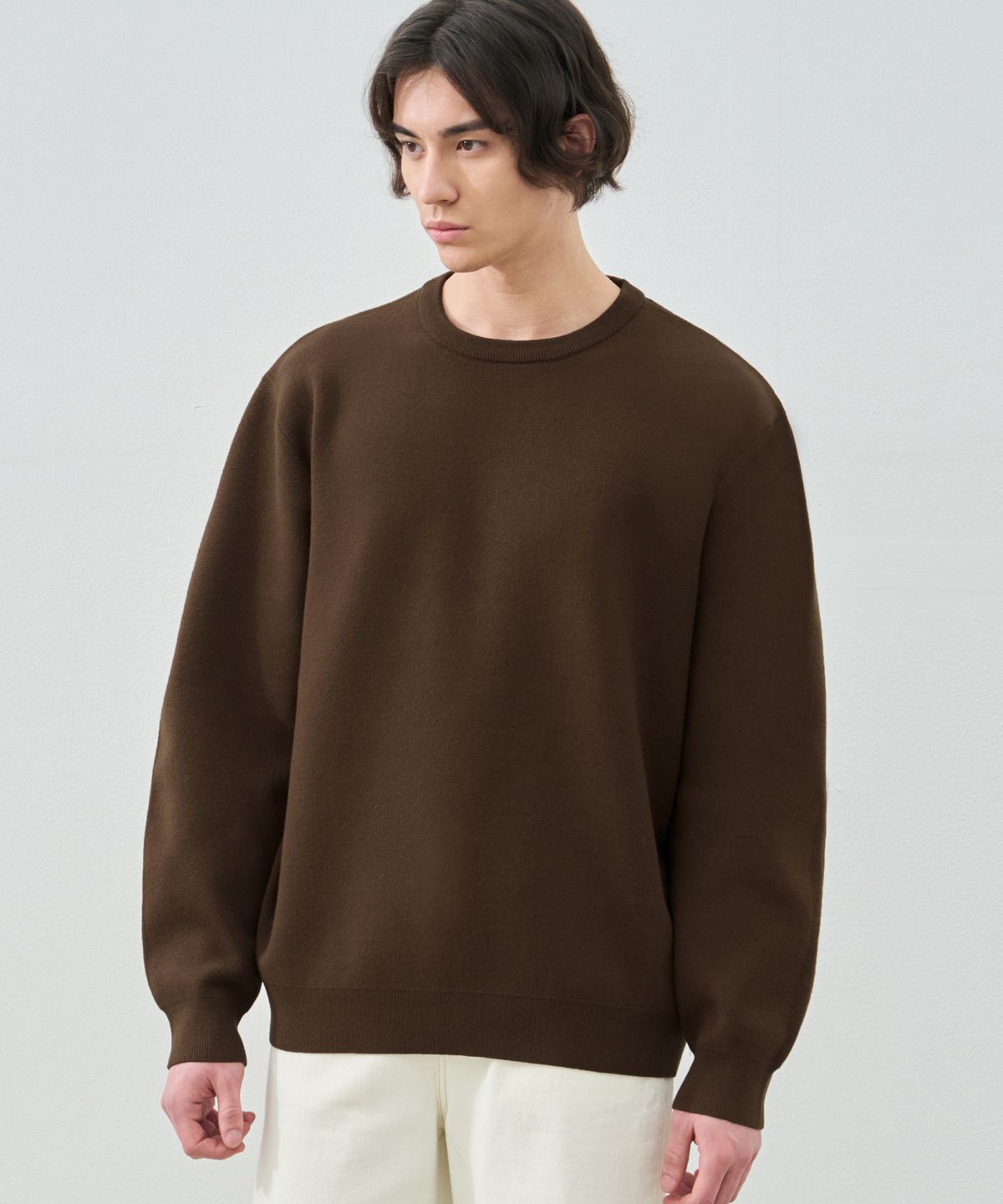 드로우핏(DRAW FIT) 소프트 에센셜 라운드 니트 [BROWN]