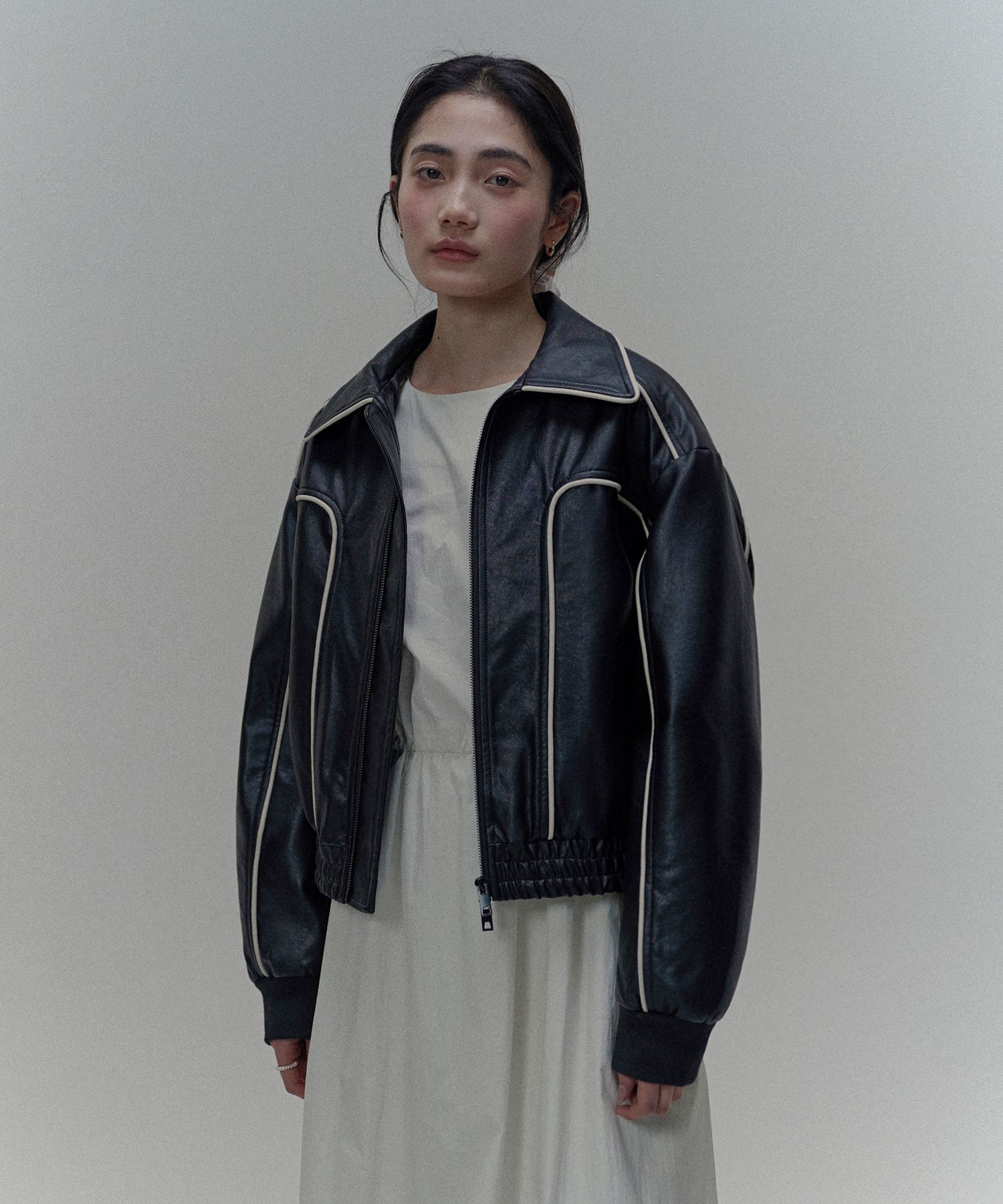 【再販なし】ORO Buffing leather piping blouson 再販なし】ORO Buffing leather piping blouson