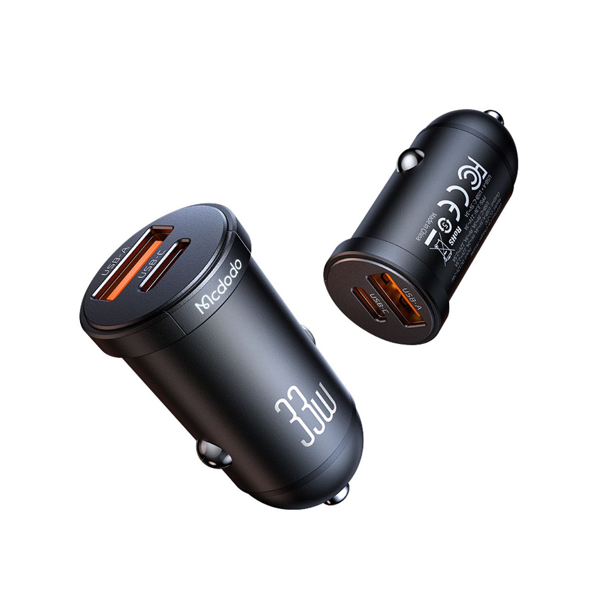 맥도도(MCDODO) CC232 33W PD 미니 2포트 LED 차량용 고속충전기 C타입+USB-A타입