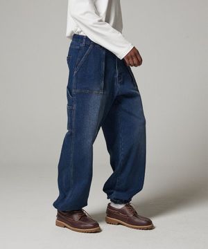 조거 7723 카펜터 와이드핏 기모 다크미디움인디고 데님 조거팬츠