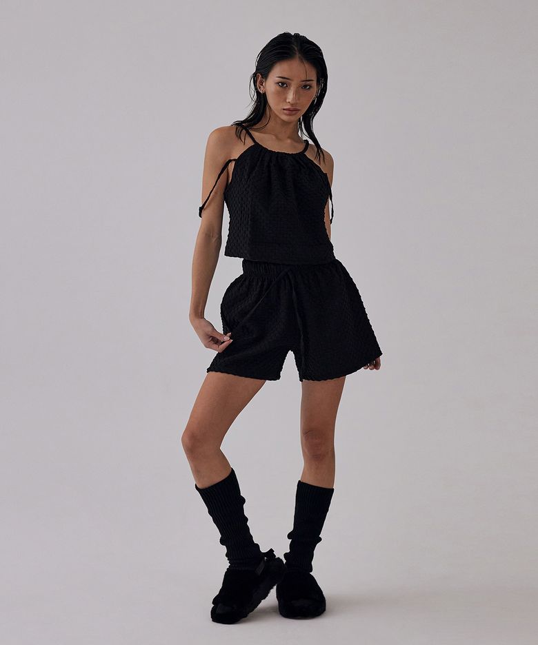 Halter Neck Pajama Set-up [ Black ]