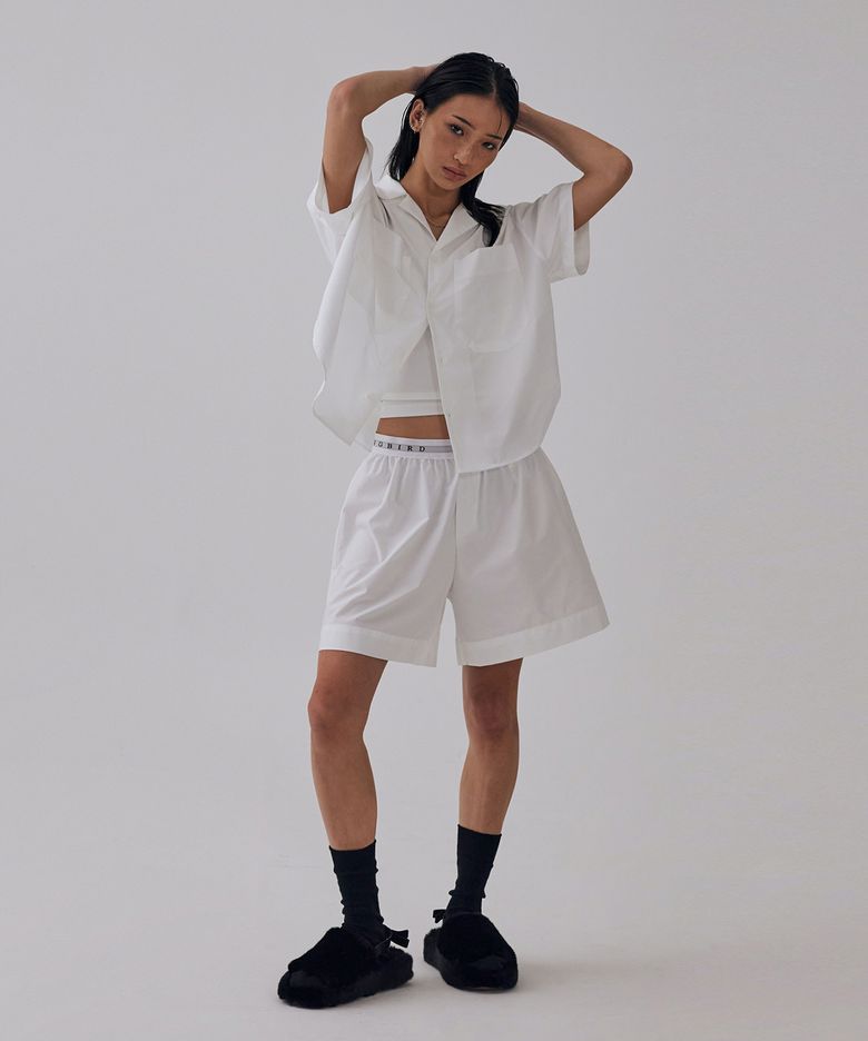 Banding Half Pajama Set-up Shirts [ White ]