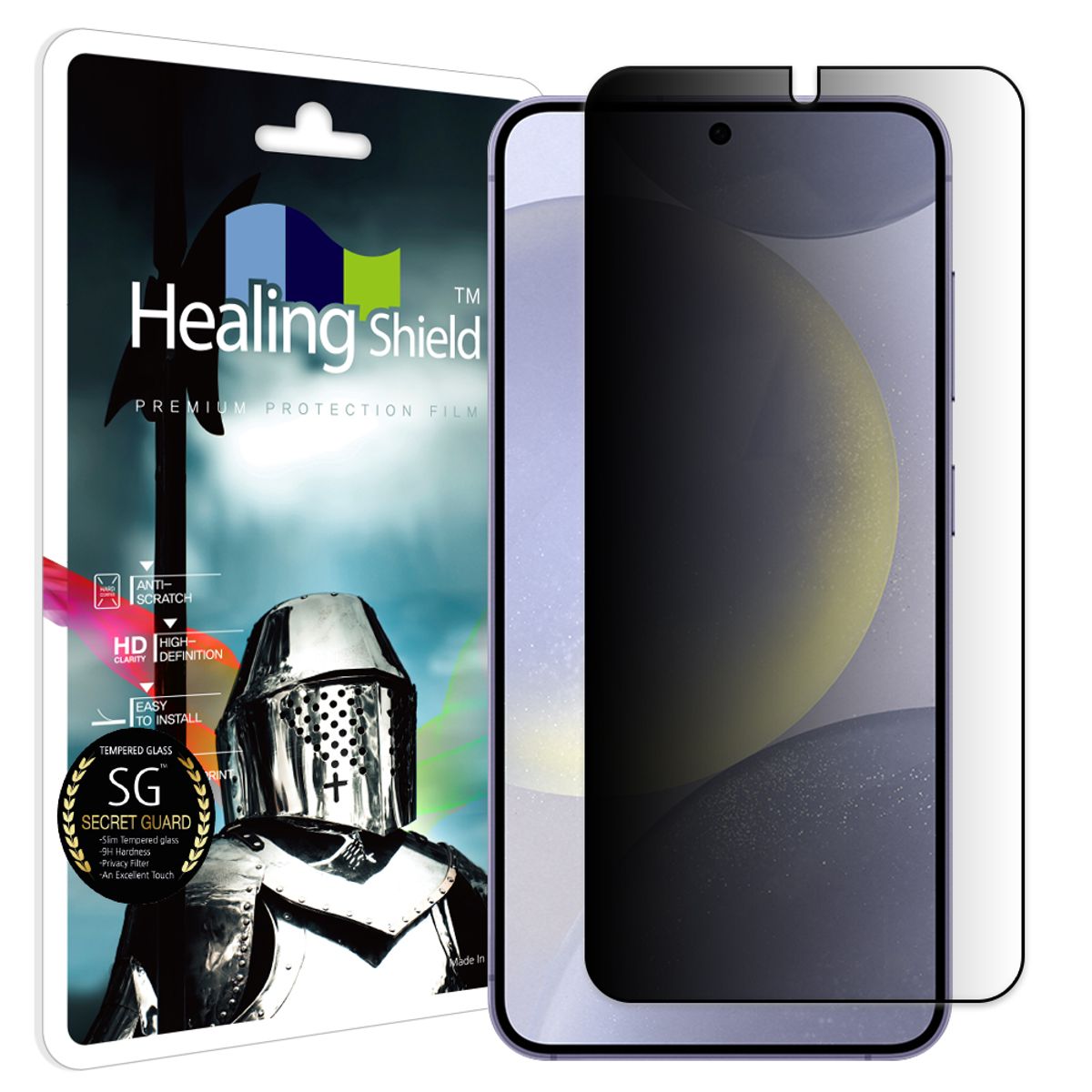 힐링쉴드(HEALINGSHIELD) 갤럭시S24 플러스 3D 풀커버 9H 사생활 정보보안 액정보호 강화유리필름 1매