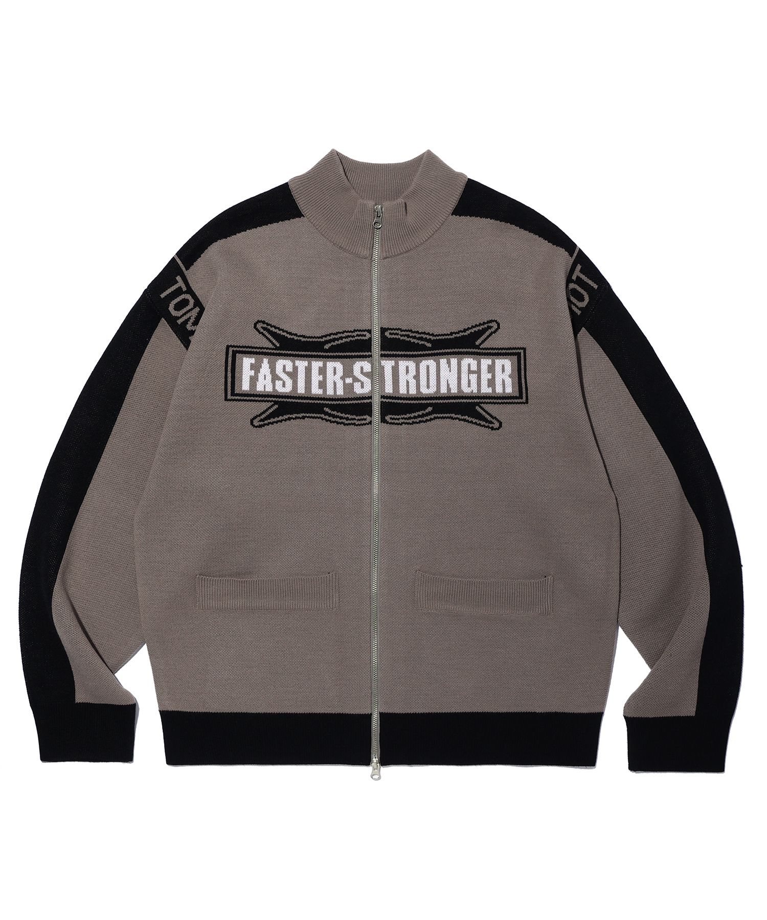 MUSINSA | CRITIC FASTER STRONGER RACING ZIP-UP KNIT DARK BEIGE