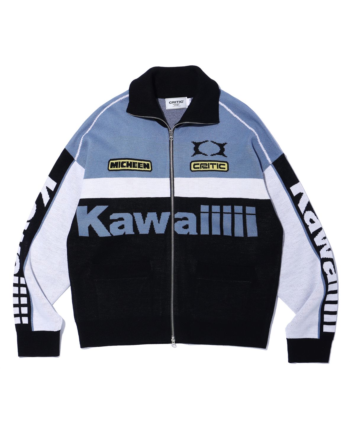 크리틱(CRITIC) KWAIIIII RACING ZIP-UP KNIT BLUE