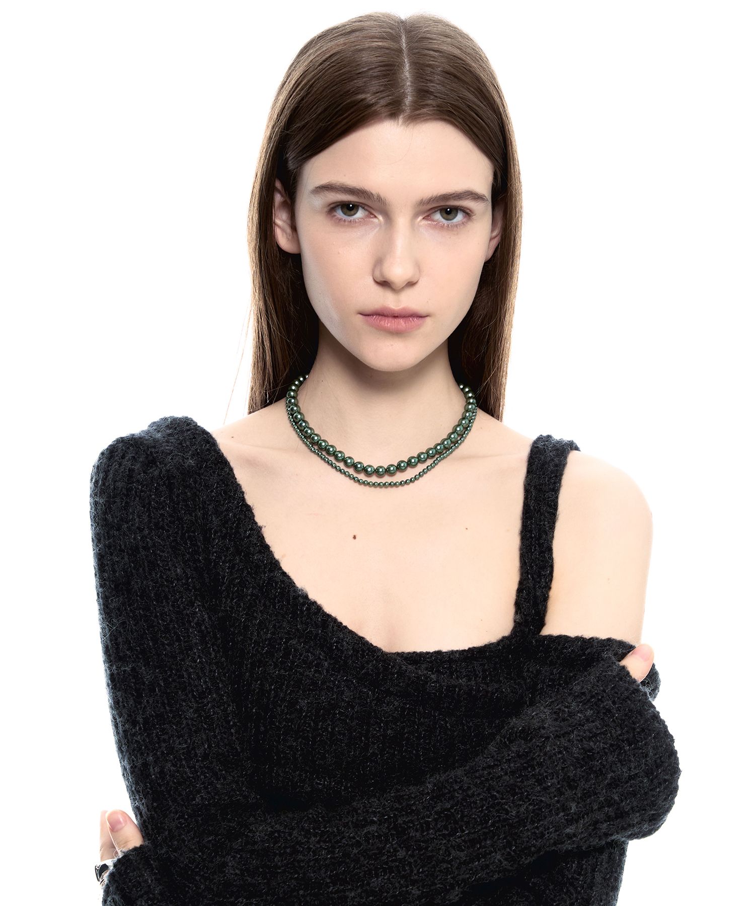 ★SENTIMENTS★ ESSENTIAL NO.3 GREEN PEARL NECKLACE 925 SILVE ESSENTIAL NO.3 GREEN PEARL NECKLACE 925 SILVER - 센티멍 l