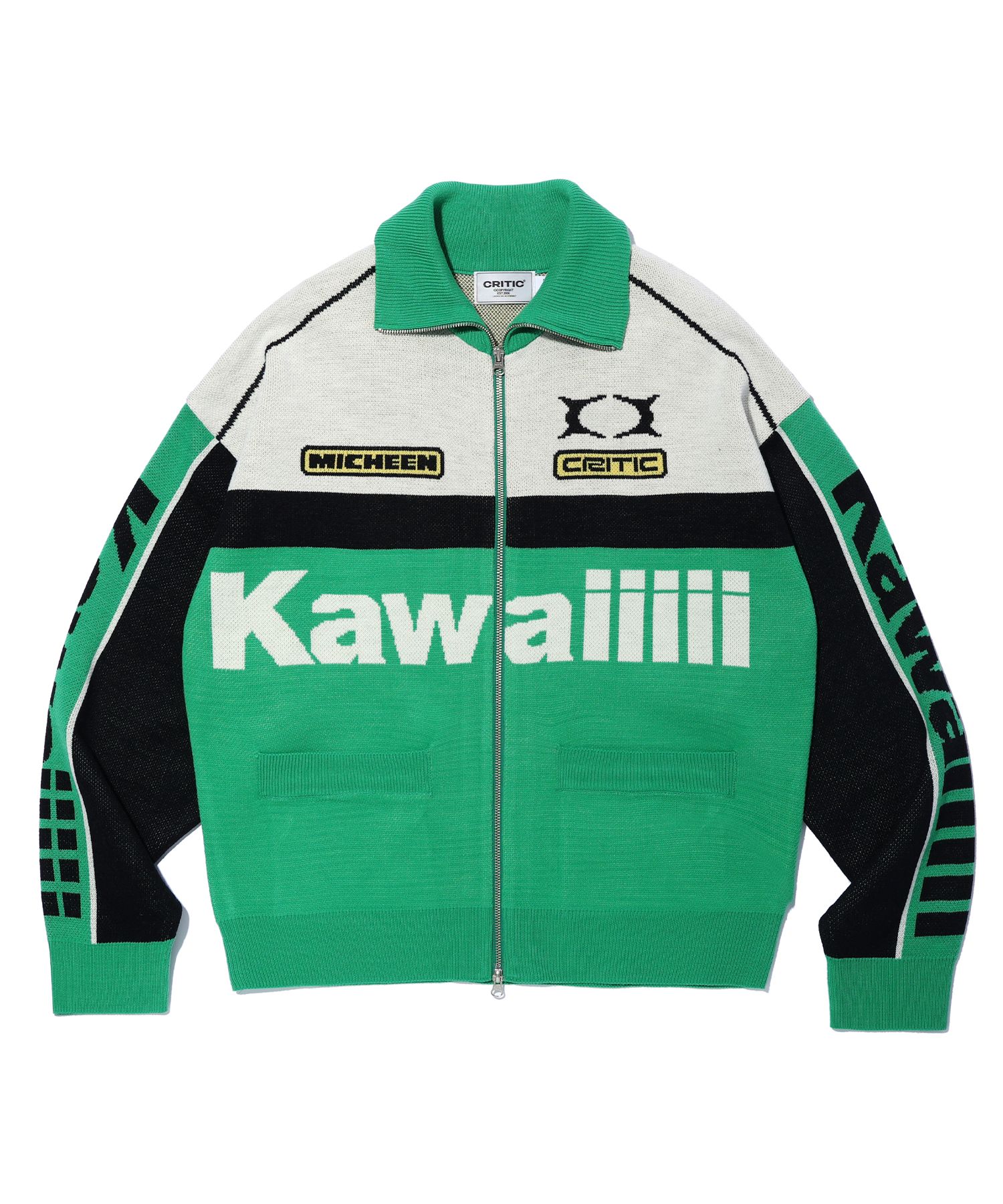 MUSINSA公式 | CRITIC KWAIIIIII RACING ZIP-UP KNIT GREEN