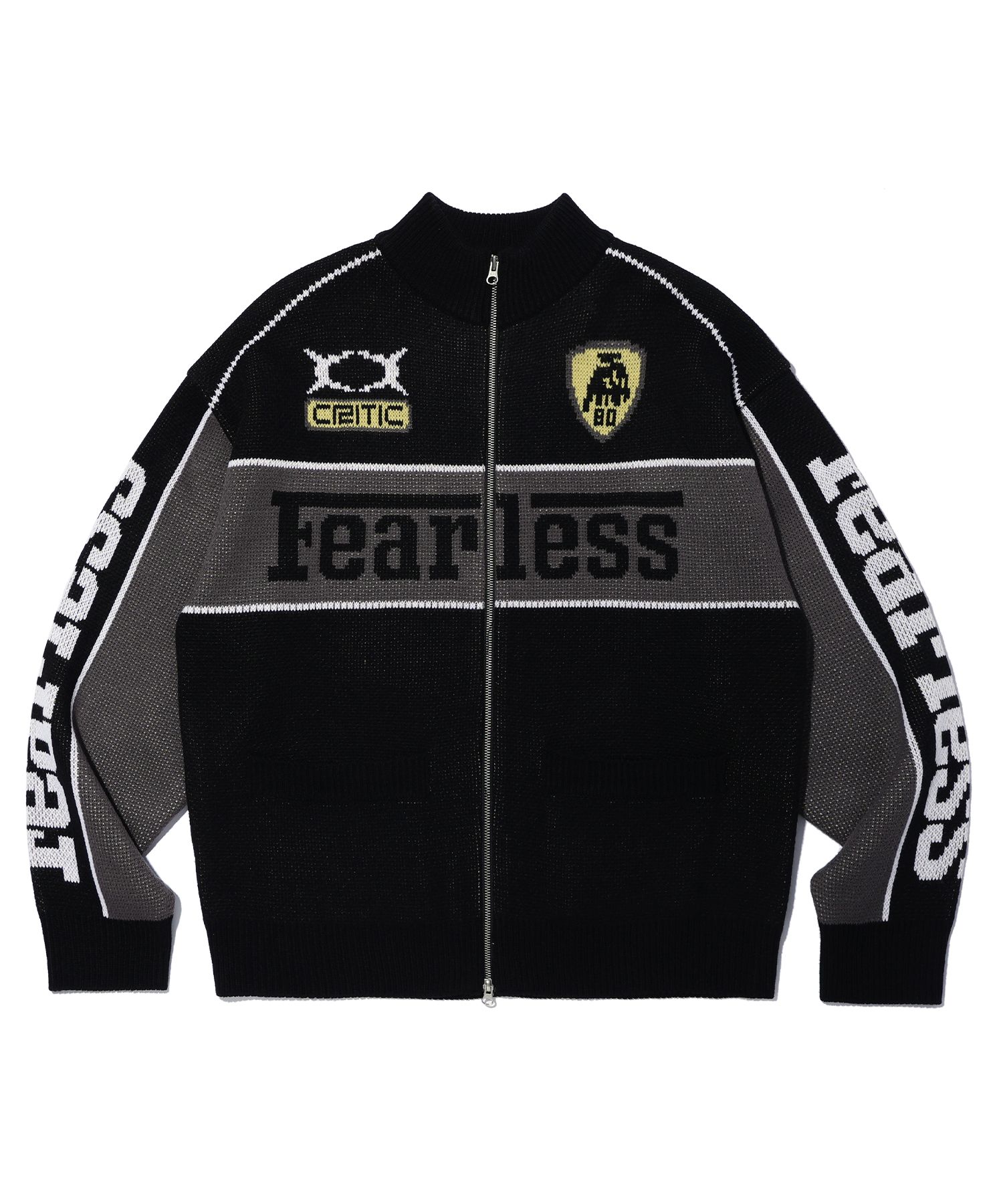 musinsa ニット critic racing zip-up knit MUSINSA公式 | CRITIC FEARLESS RACING ZIP-UP KNIT BLACK