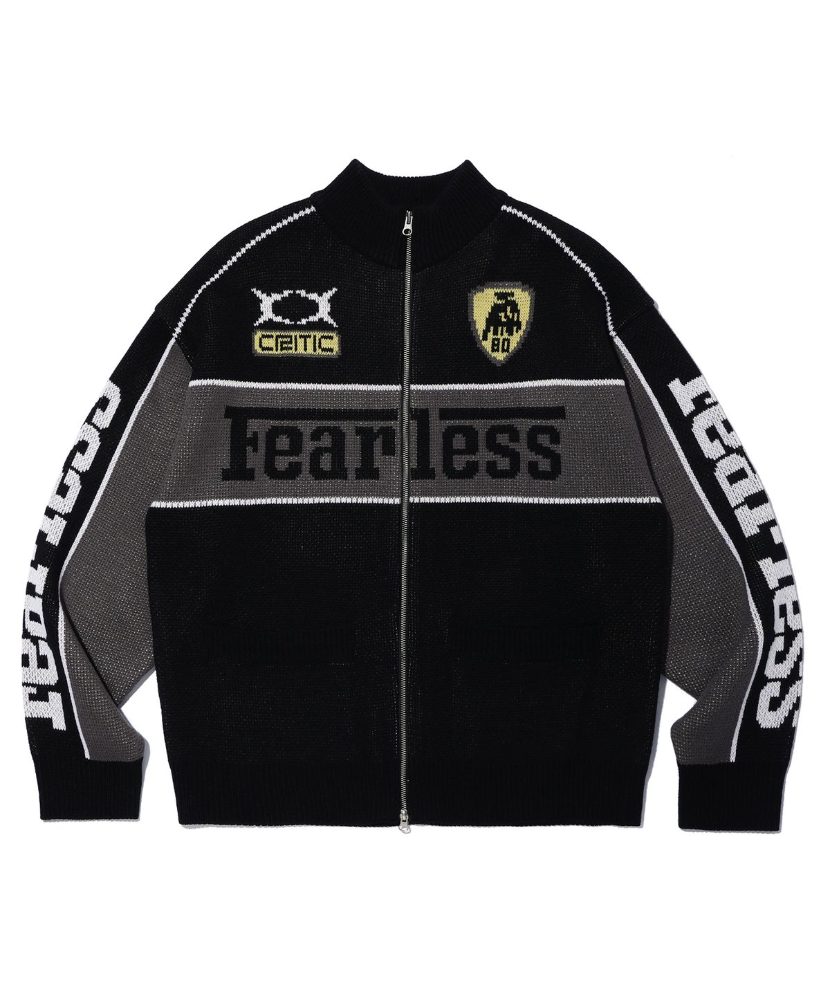크리틱(CRITIC) FEARLESS RACING ZIP-UP KNIT BLACK