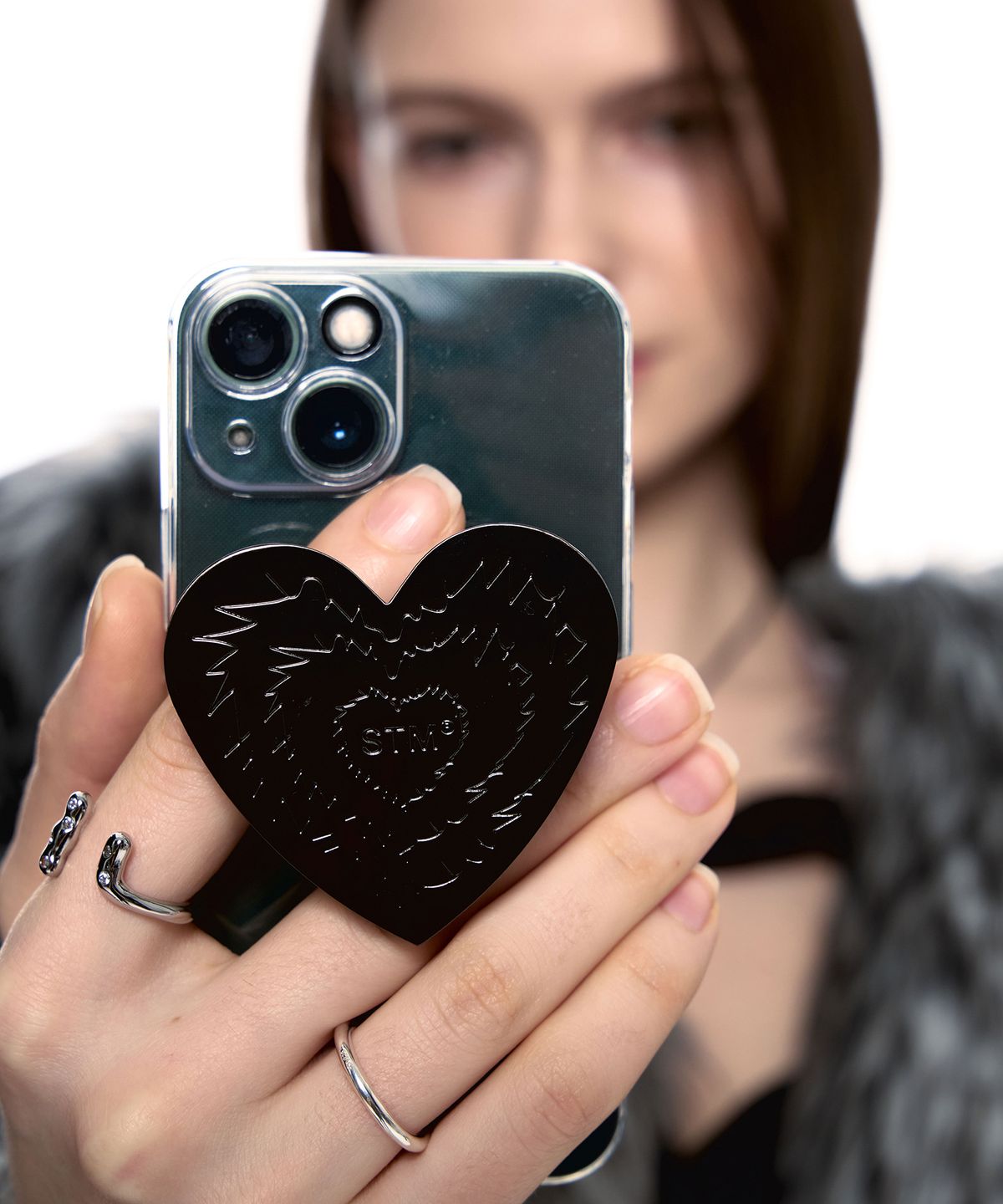 센티멍(SENTIMENTS) NO.471 [BLACK] HEART PHONE GRIP