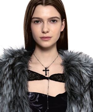 NO.473 [BLACK] KNOT CROSS NECKLACE