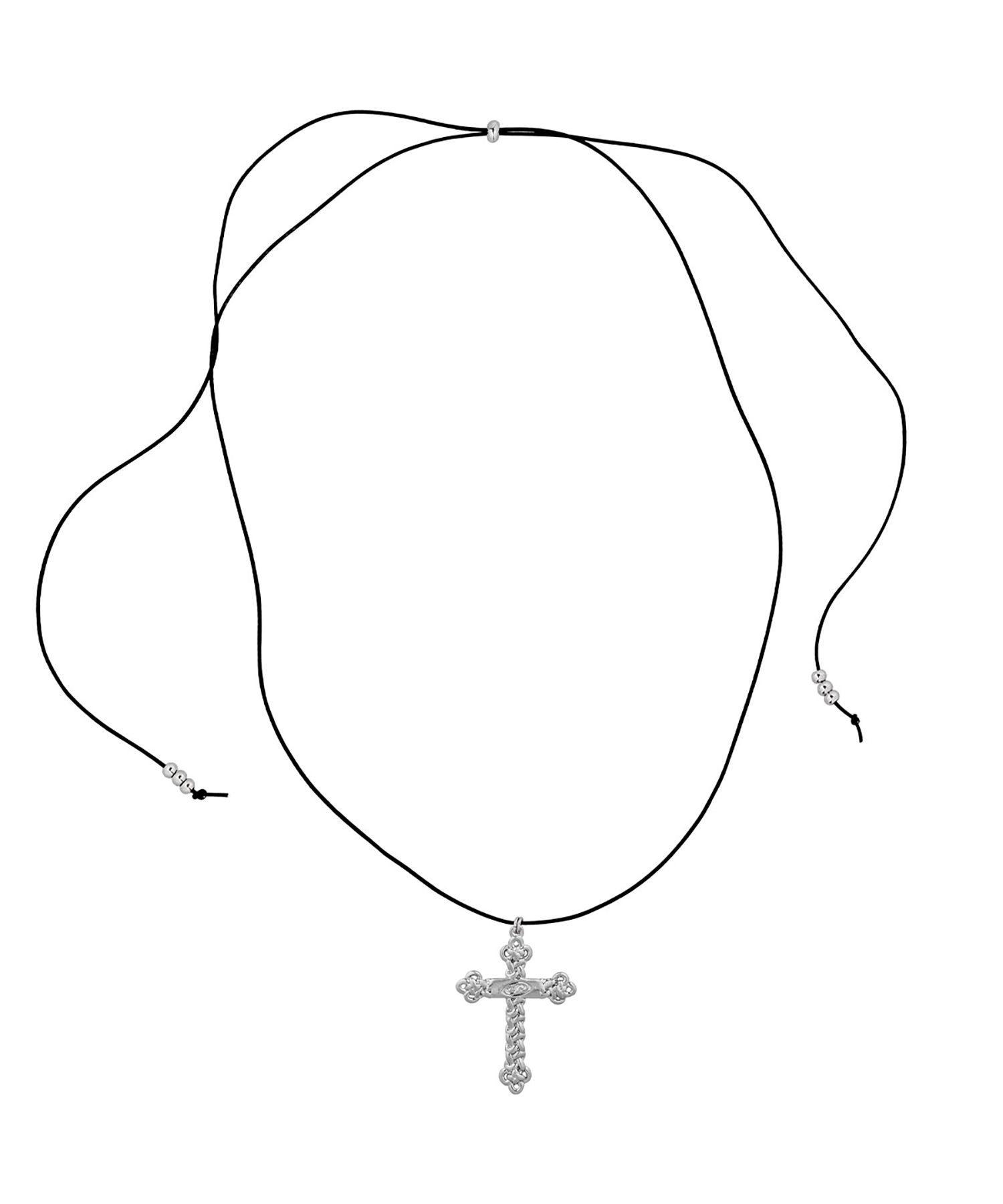 ★SENTIMENTS★ NO.475 [BLACK] KNOT CROSS LEATHER NECKLACE MUSINSA | SENTIMENTS NO.475 [SILVER] KNOT CROSS LEATHER NECKLACE