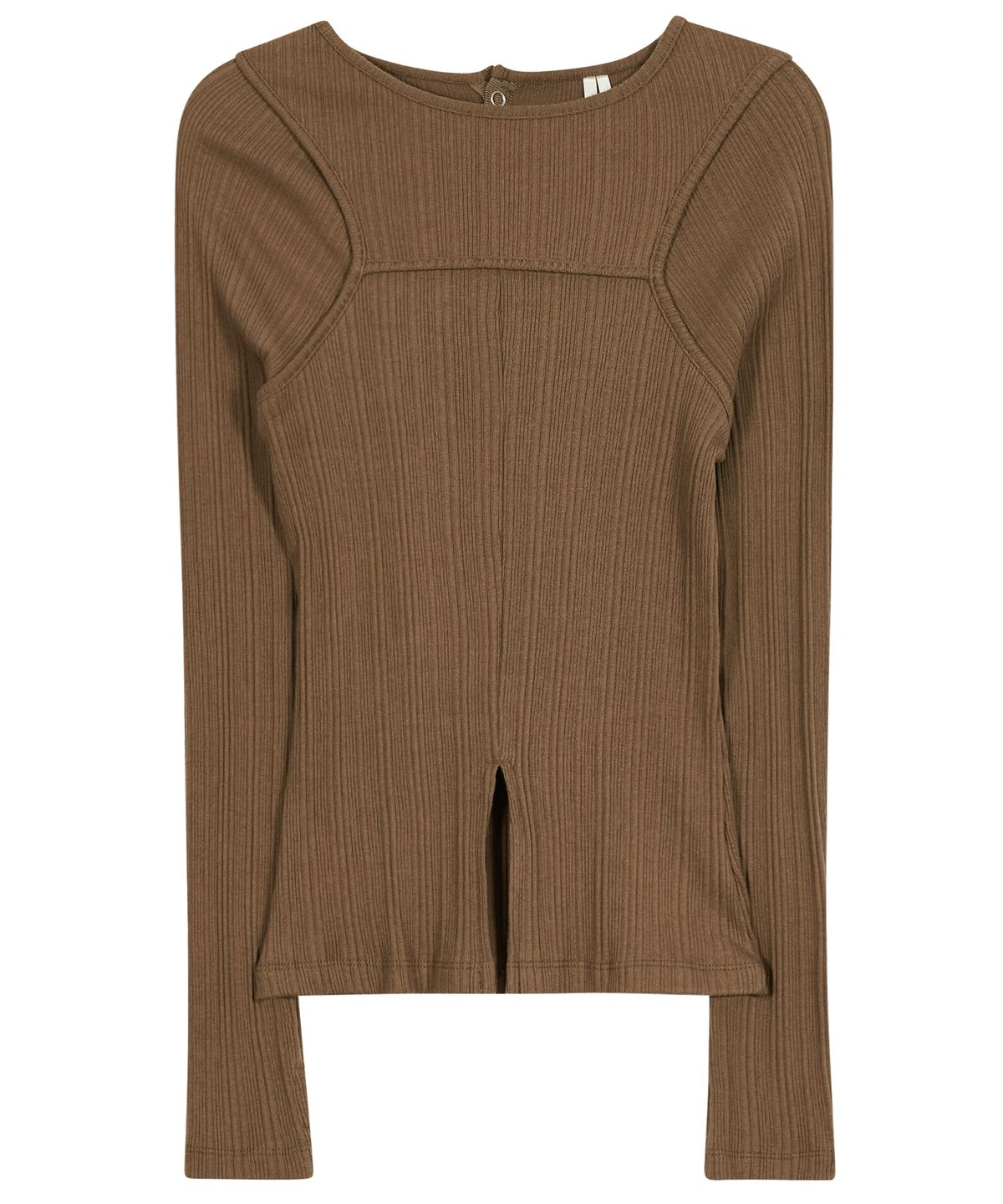 타입서비스(TYPESERVICE) Back Slit Layered Top [Brown]
