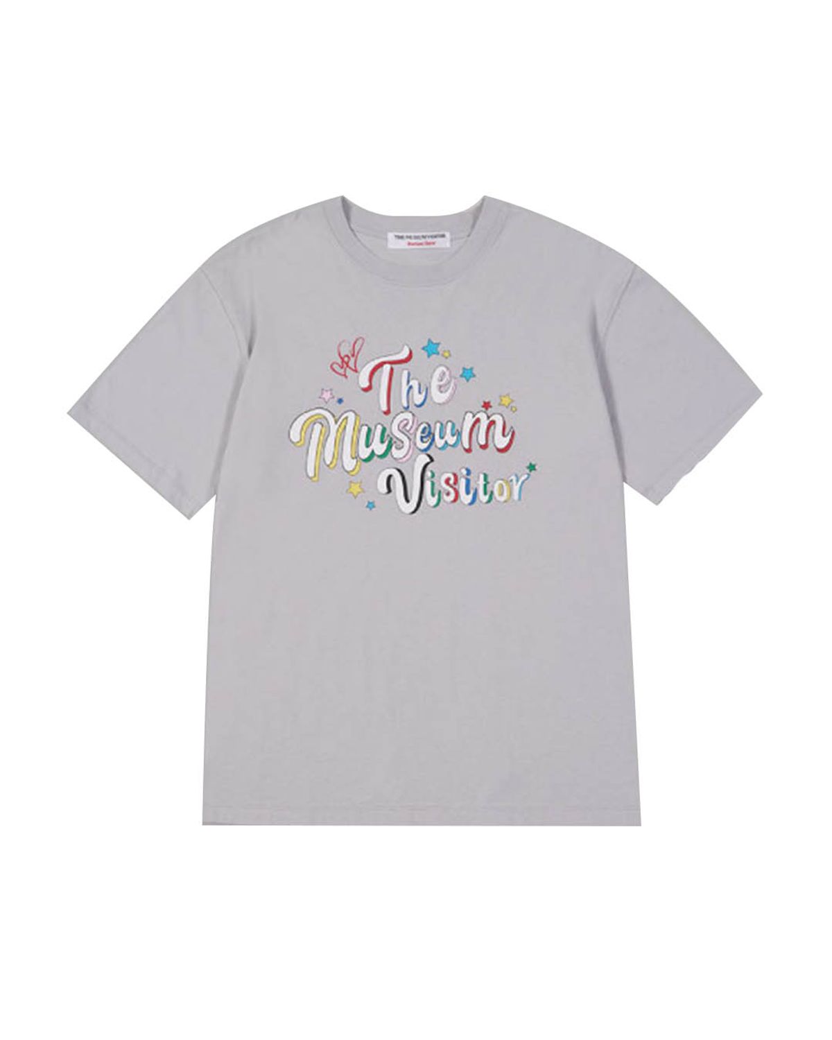 더뮤지엄비지터(THEMUSEUMVISITOR) PARTY GLITTER LOGO T-SHIRTS (LIGHT GREY)
