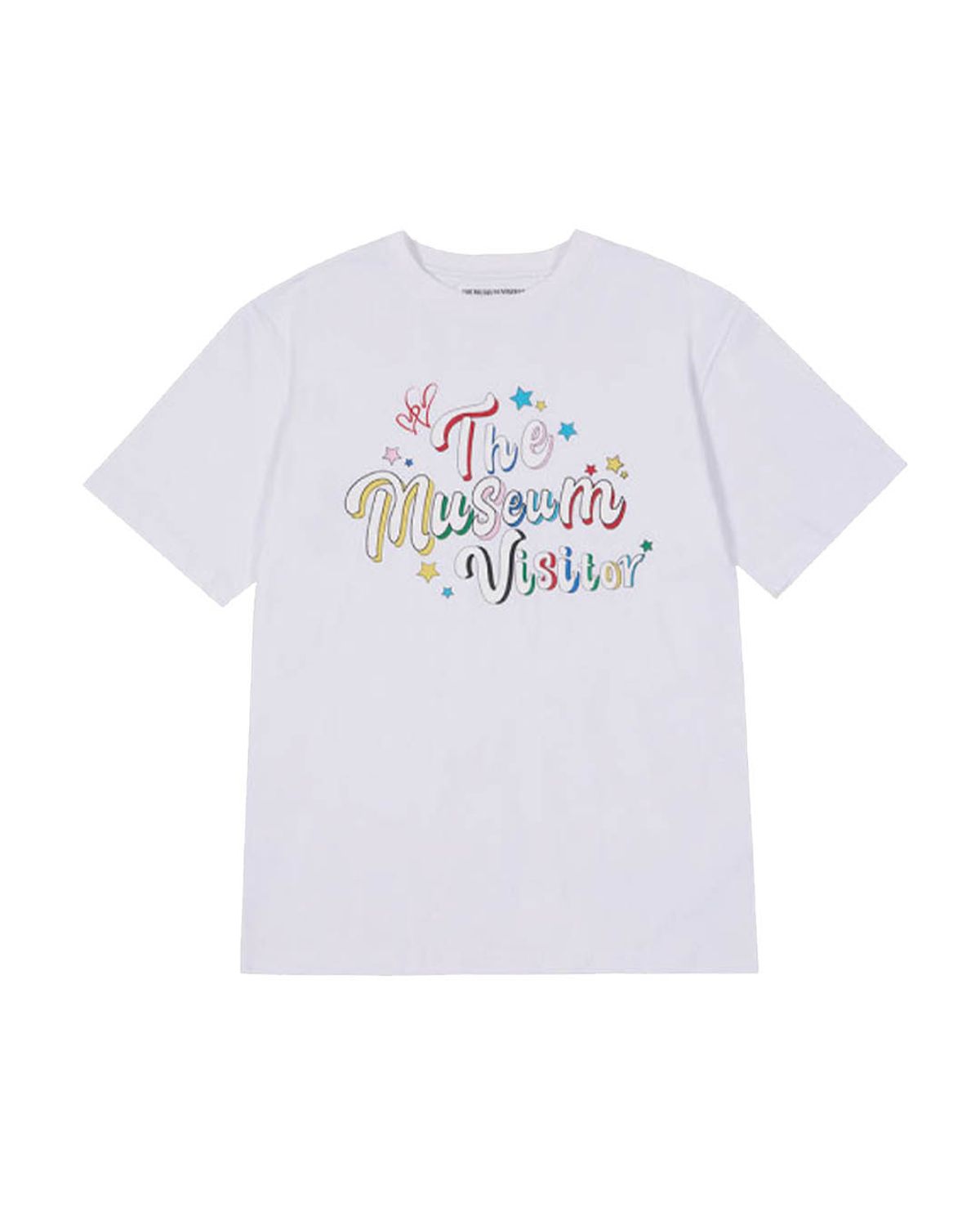 더뮤지엄비지터(THEMUSEUMVISITOR) PARTY GLITTER LOGO T-SHIRTS (WHITE)