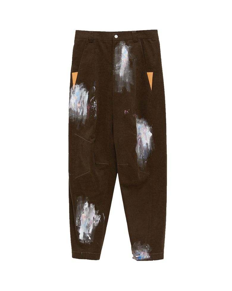 HAND PAINTED WIDE PANTS (BROWN)