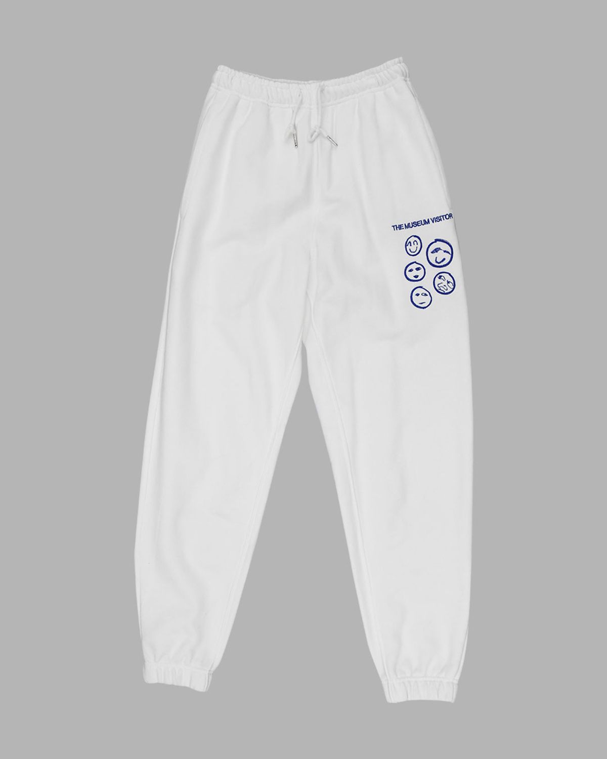 더뮤지엄비지터(THEMUSEUMVISITOR) SMILE SKETCH STITCHED JOGGER PANTS (WHITE)