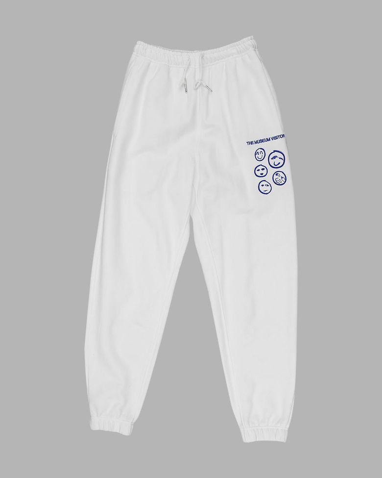 SMILE SKETCH STITCHED JOGGER PANTS (WHITE)
