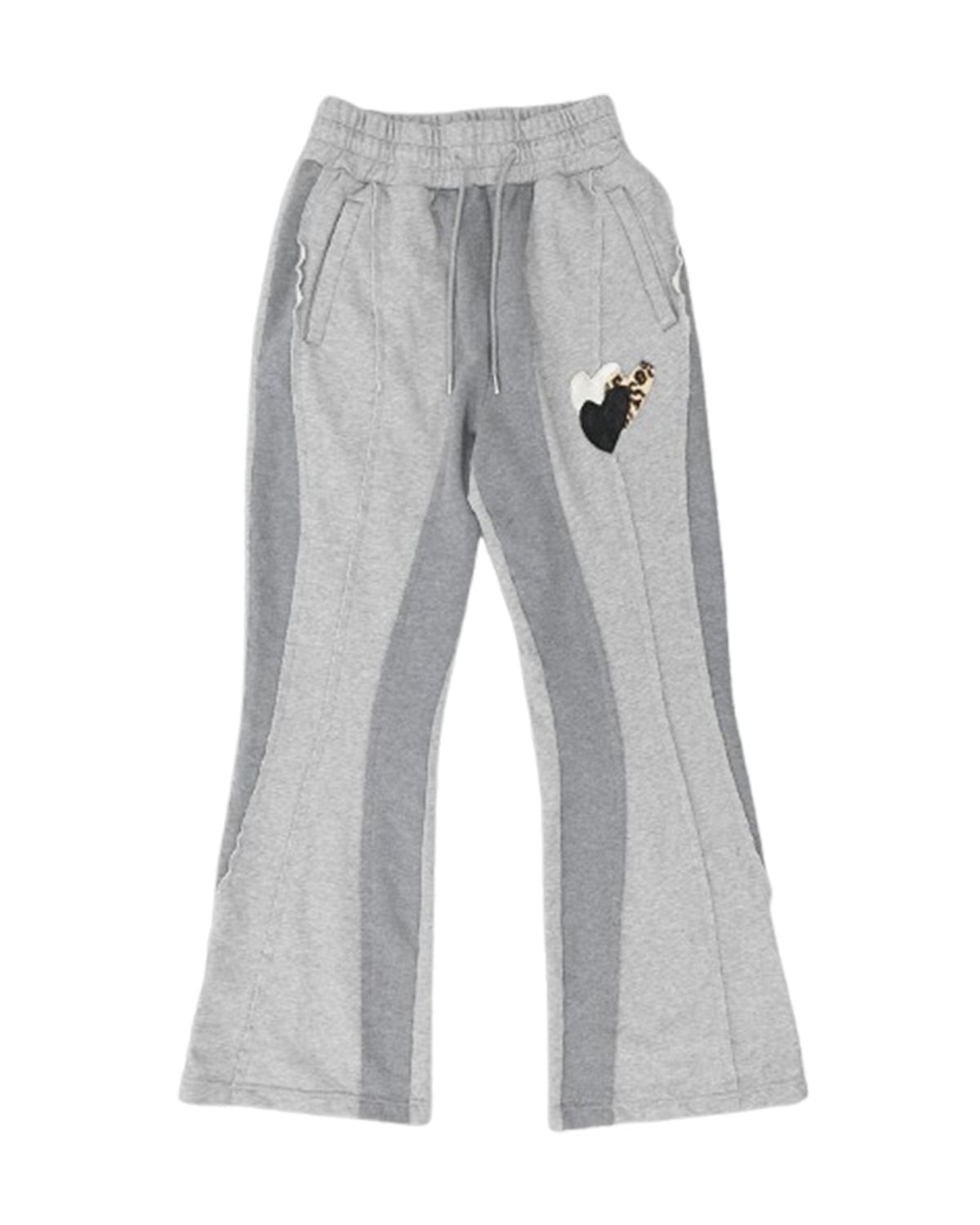 더뮤지엄비지터(THEMUSEUMVISITOR) LEATHER PATCH SWEAT PANTS (GREY)