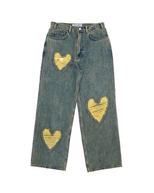 HEART DESTROYED DENIM PANTS (DENIM)