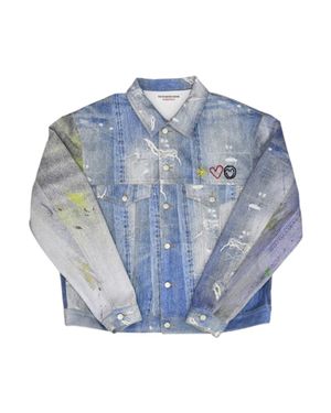 HAND STITCHED DIGITAL DENIM COLLAGE PRINTED JACKET (DENIM)
