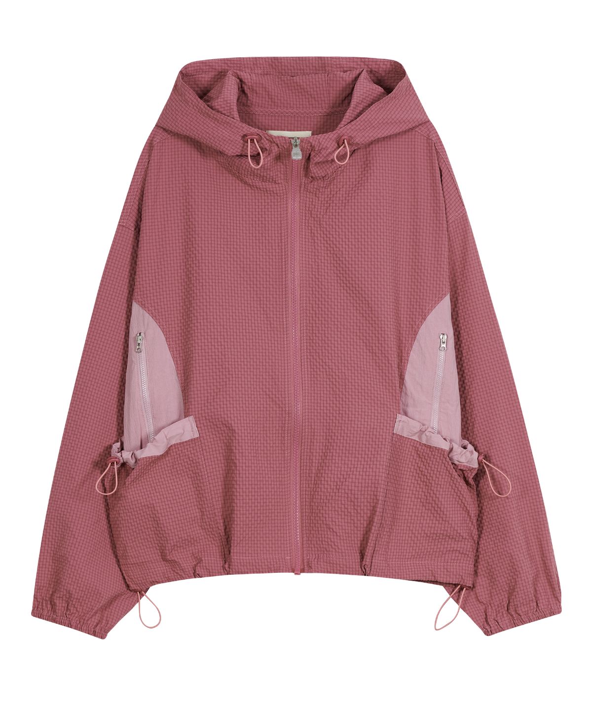 타입서비스(TYPESERVICE) Checkered Mixed Windbreaker [Pink]
