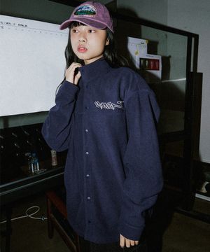 레이버 2110 플리스 오버핏 네이비 셔츠