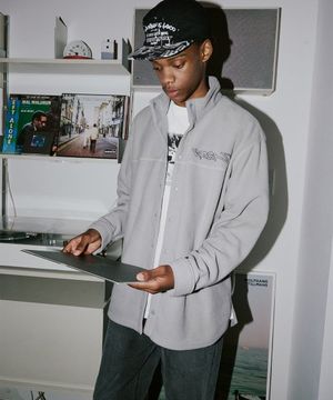 레이버 2110 플리스 오버핏 라이트그레이 셔츠