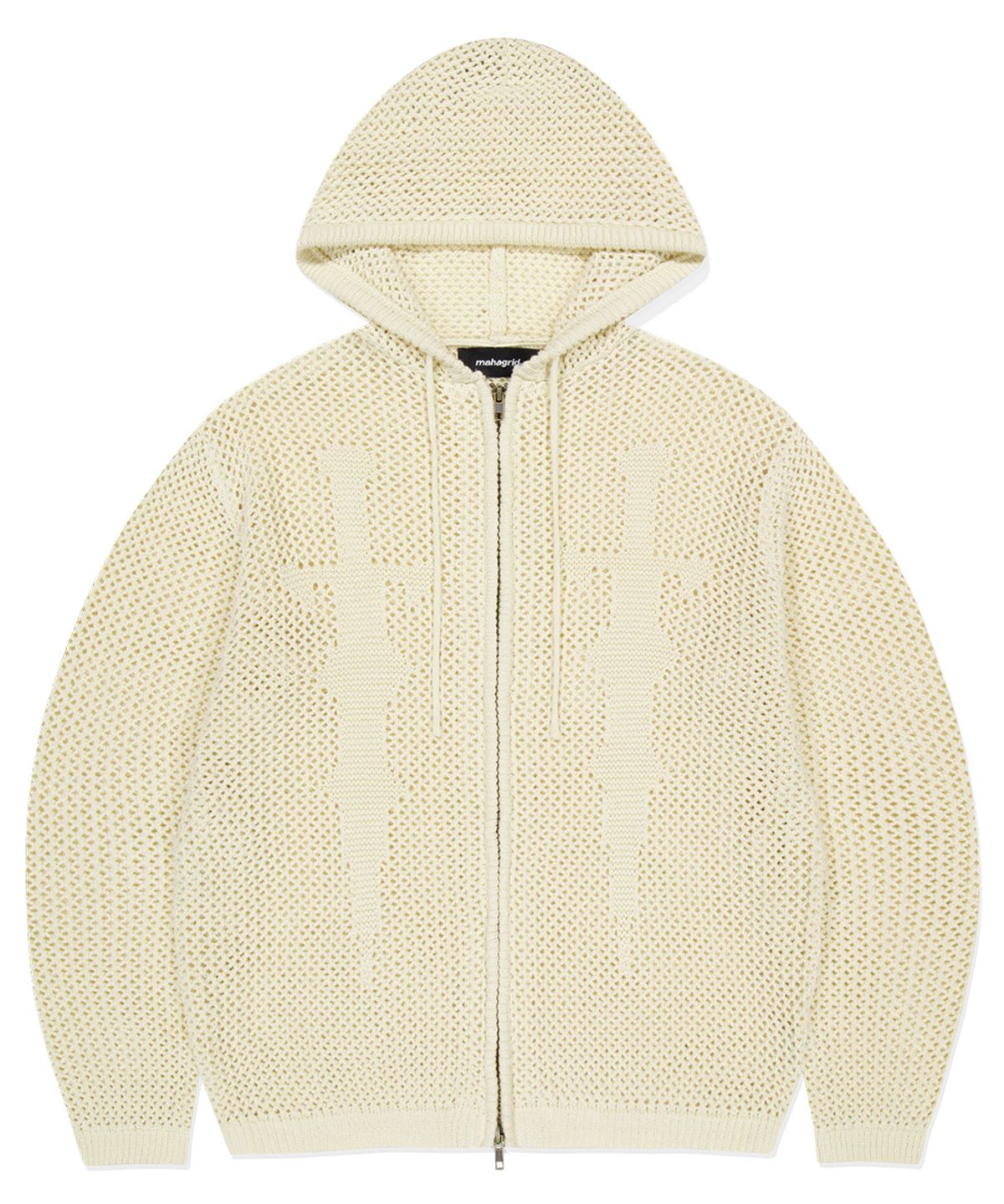 마하그리드(MAHAGRID) DAGGER MESH HOOD ZIP UP KNIT IVORY(MG2ESMK685A)