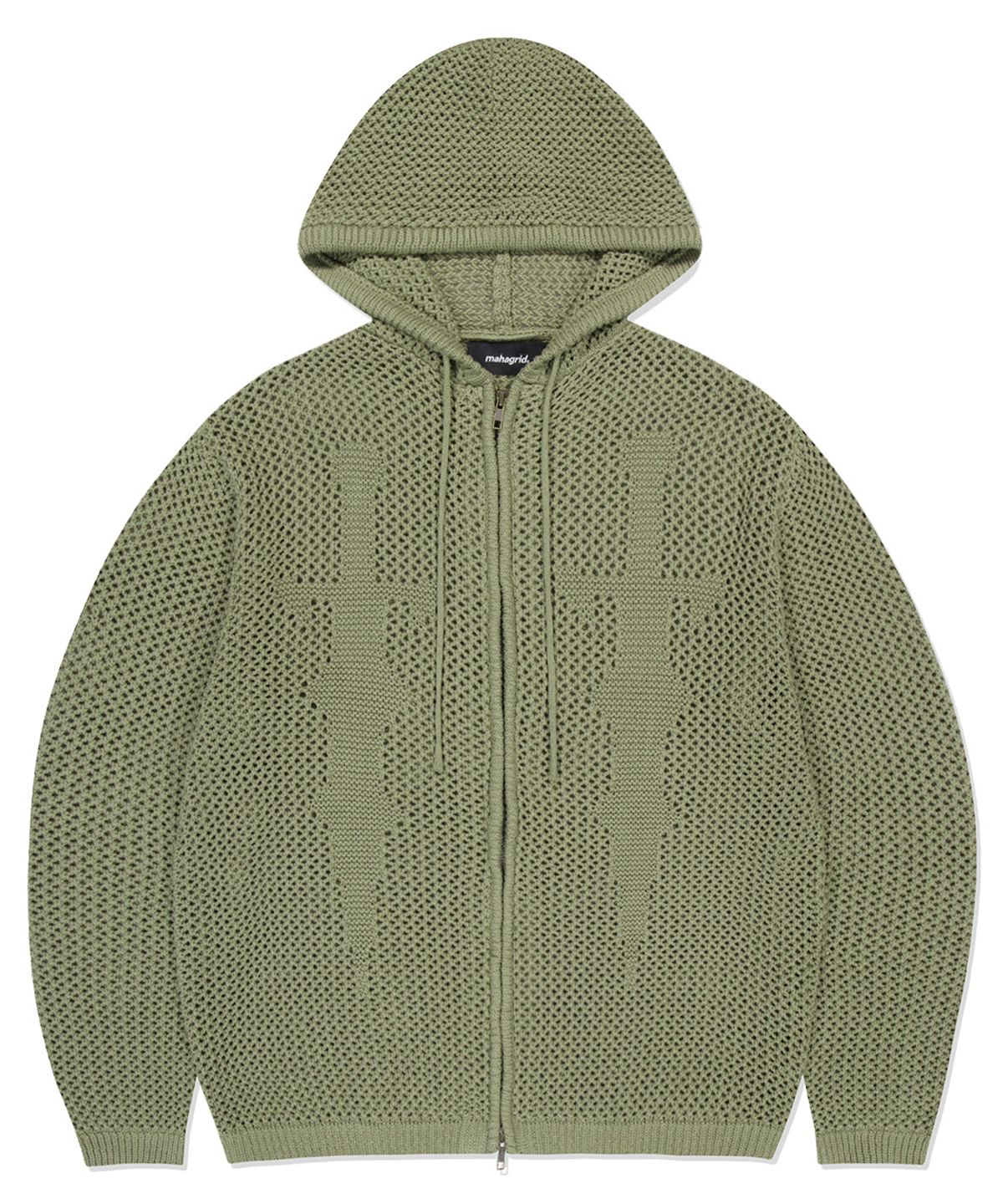 마하그리드(MAHAGRID) DAGGER MESH HOOD ZIP UP KNIT OLIVE(MG2ESMK685A)