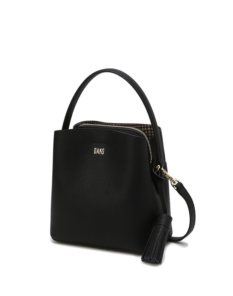 [RILEY CLASSIC] 블랙 잔체크 배색 가죽 스몰 토트백 DCBA4E921BK