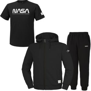 남녀공용 스웨트  후드집업 자켓 +조거팬츠+반팔티 3종 세트 [블랙]