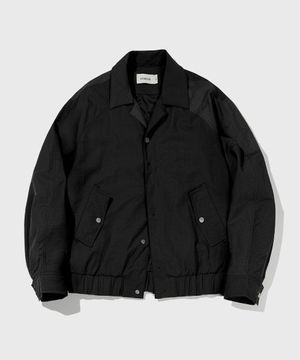 텍스쳐 오픈카라 숏 자켓_블랙