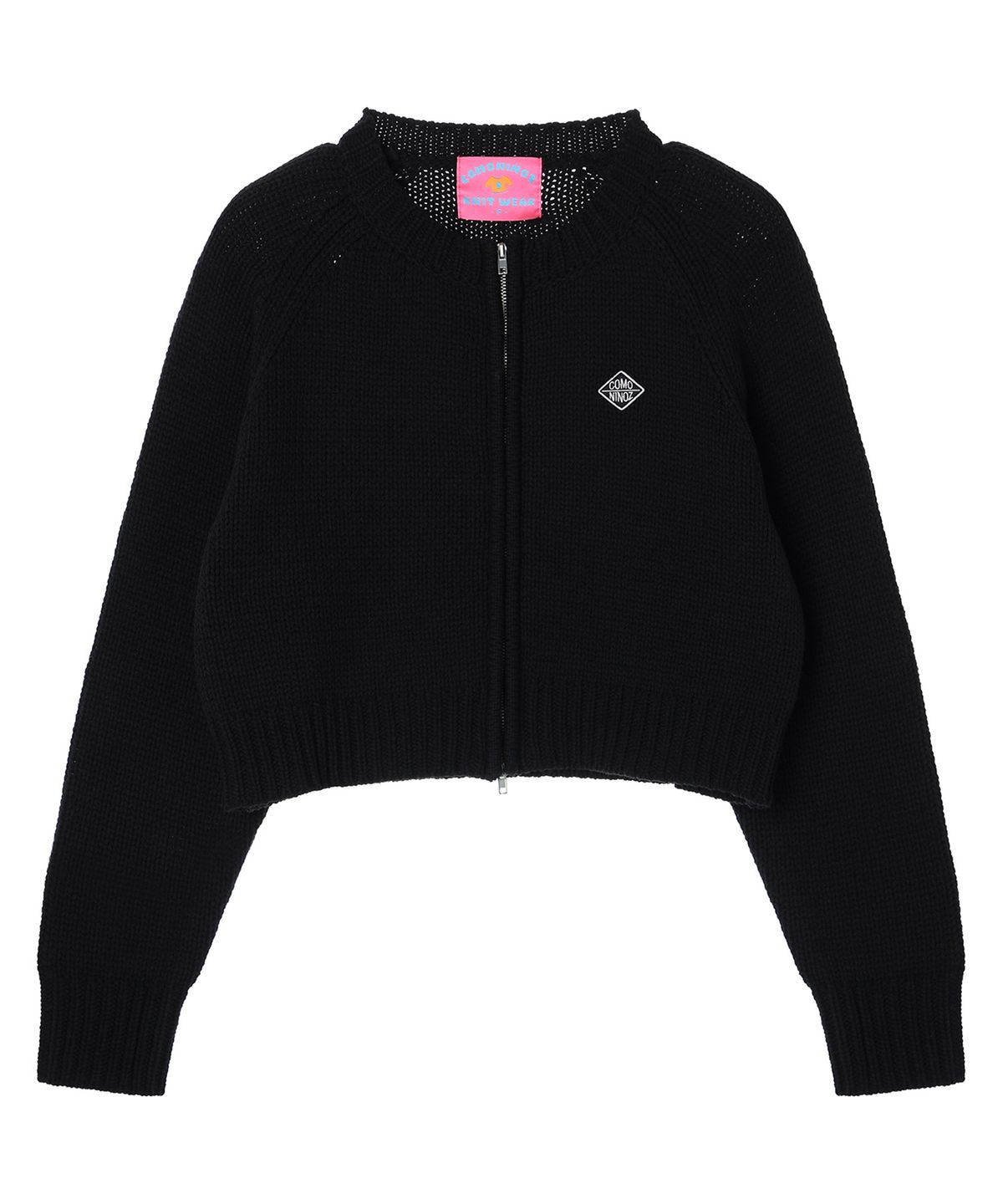 꼬모니노즈(COMONINOZ) W ROUND NECK FULL ZIPUP KNIT [3 COLOR]