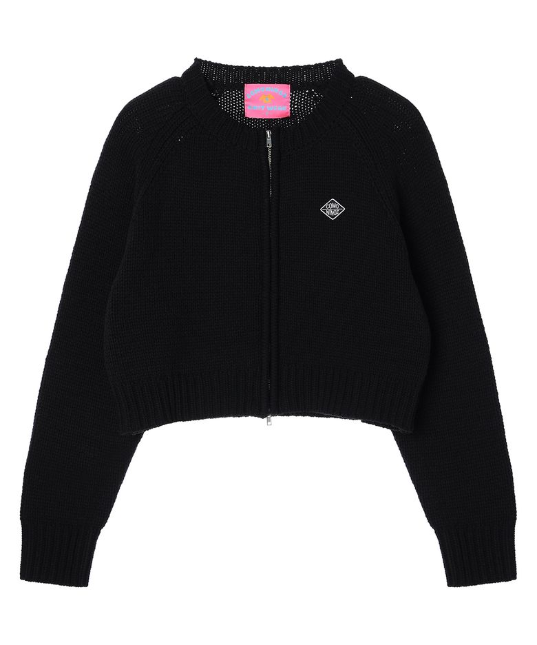 W ROUND NECK FULL ZIPUP KNIT [3 COLOR]