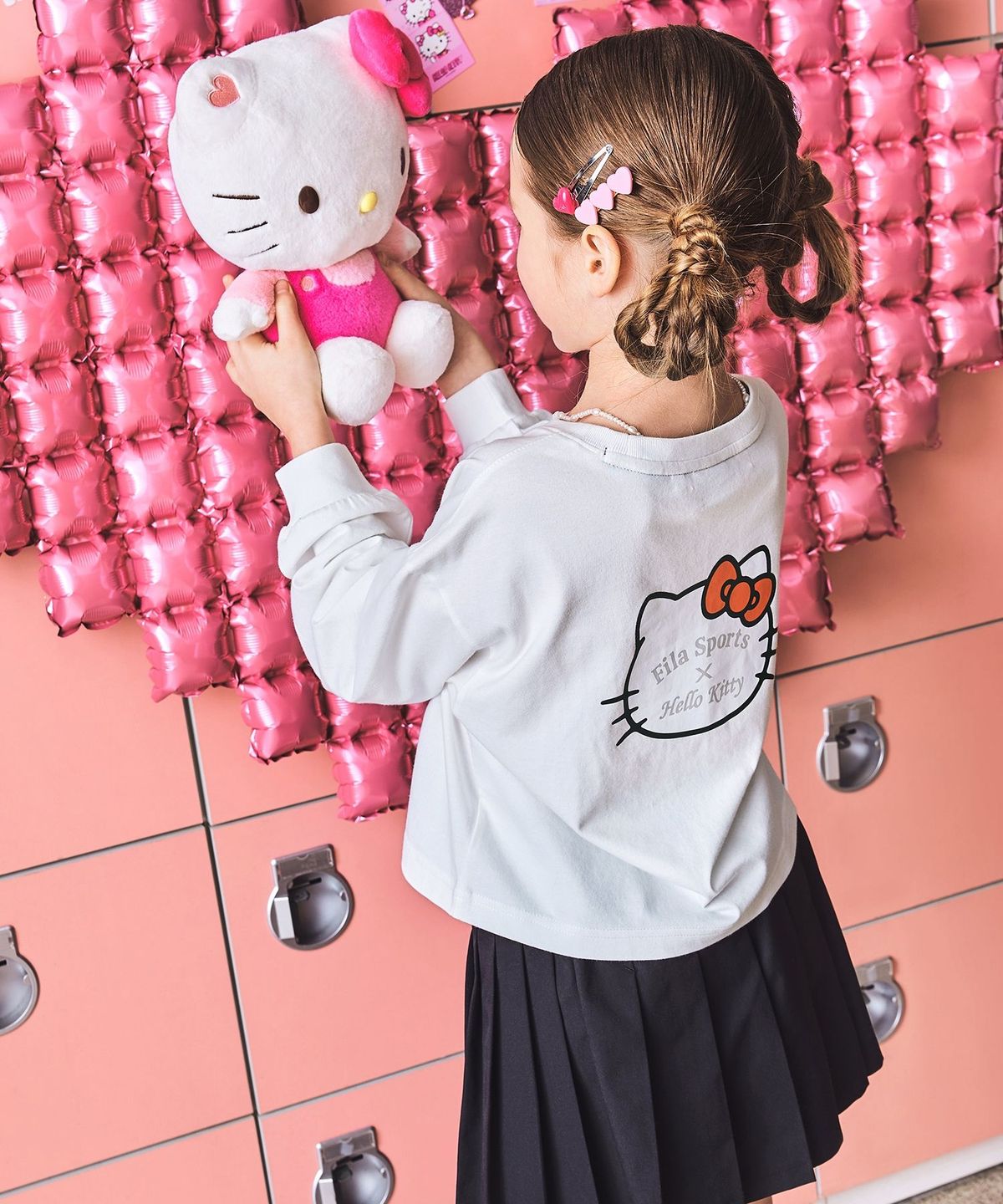 휠라 키즈(FILA KIDS) 헬로키티 콜라보레이션 티셔츠(FK2RLG1K01FOWH)