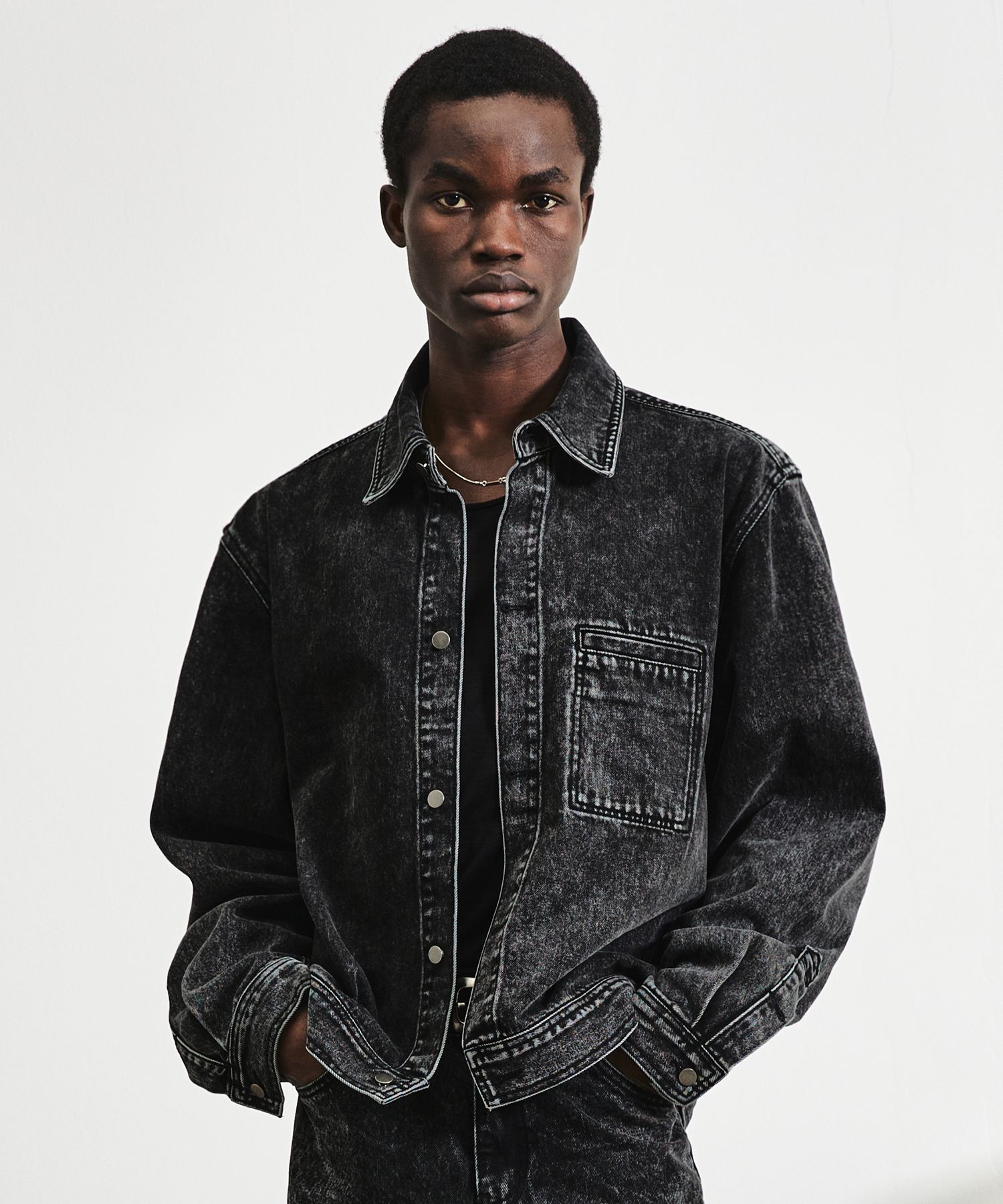 ★MUSINSA STANDARD★ Relaxed pigment shirt dark grey MMDSH50 MUSINSA | MUSINSA STANDARD Pigment Relaxed Crew Neck Long