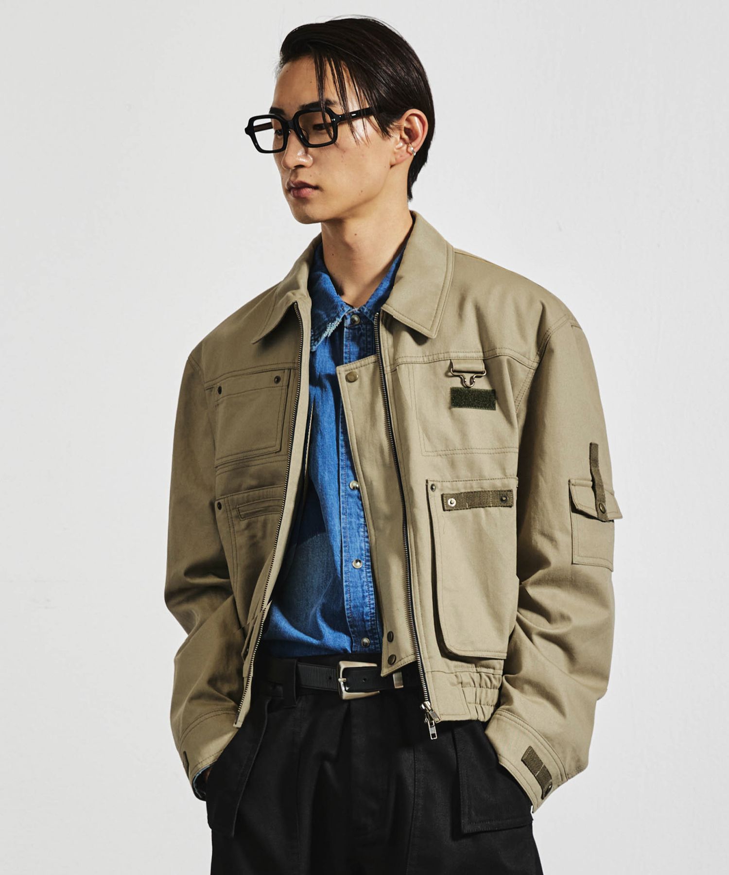 MUSINSA | LMOOD Work pocket chino blouson jacket khaki beige