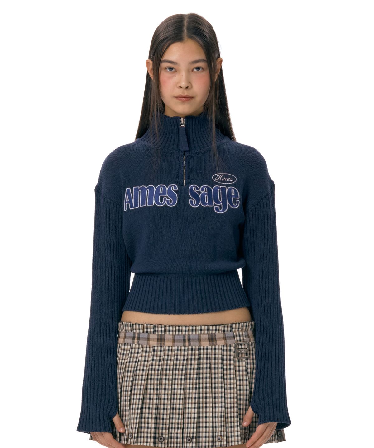 아메스 월드와이드(AMES-WORLDWIDE) AMESSAGE HALF ZIP SWEATER NAVY (AM2ESFK680A)