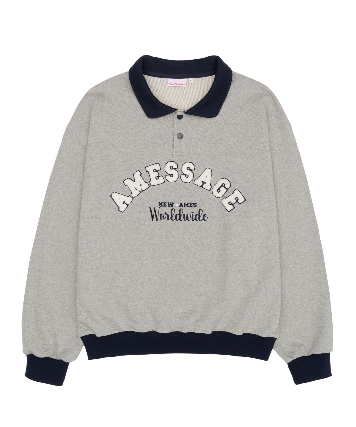 아메스 월드와이드(AMES-WORLDWIDE) TWOTONE COLLAR SWEATSHIRT GREY (AM2ESUM440A)