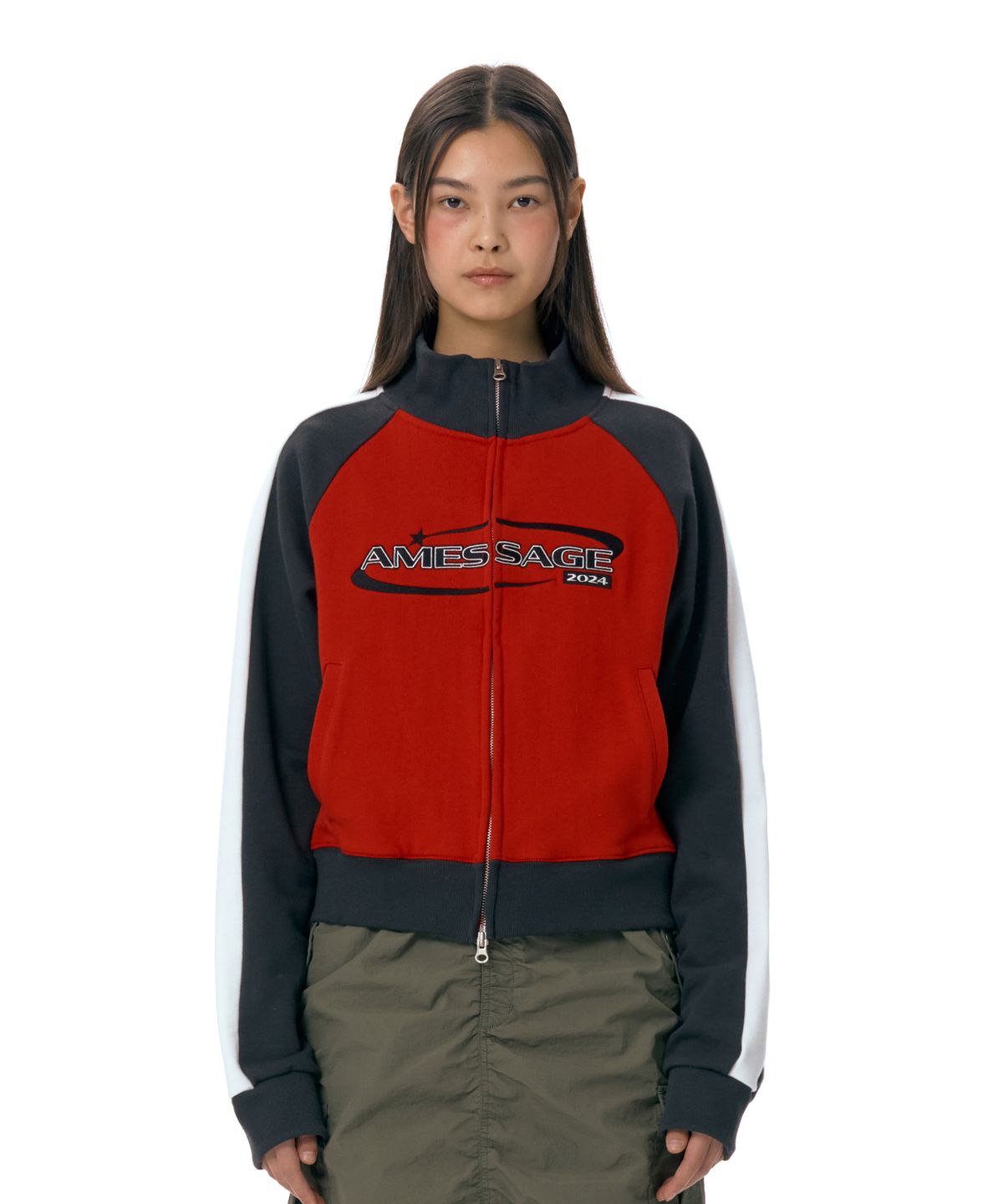 아메스 월드와이드(AMES-WORLDWIDE) SLEEVE LINE TRACK ZIPUP RED (AM2ESUM481A)