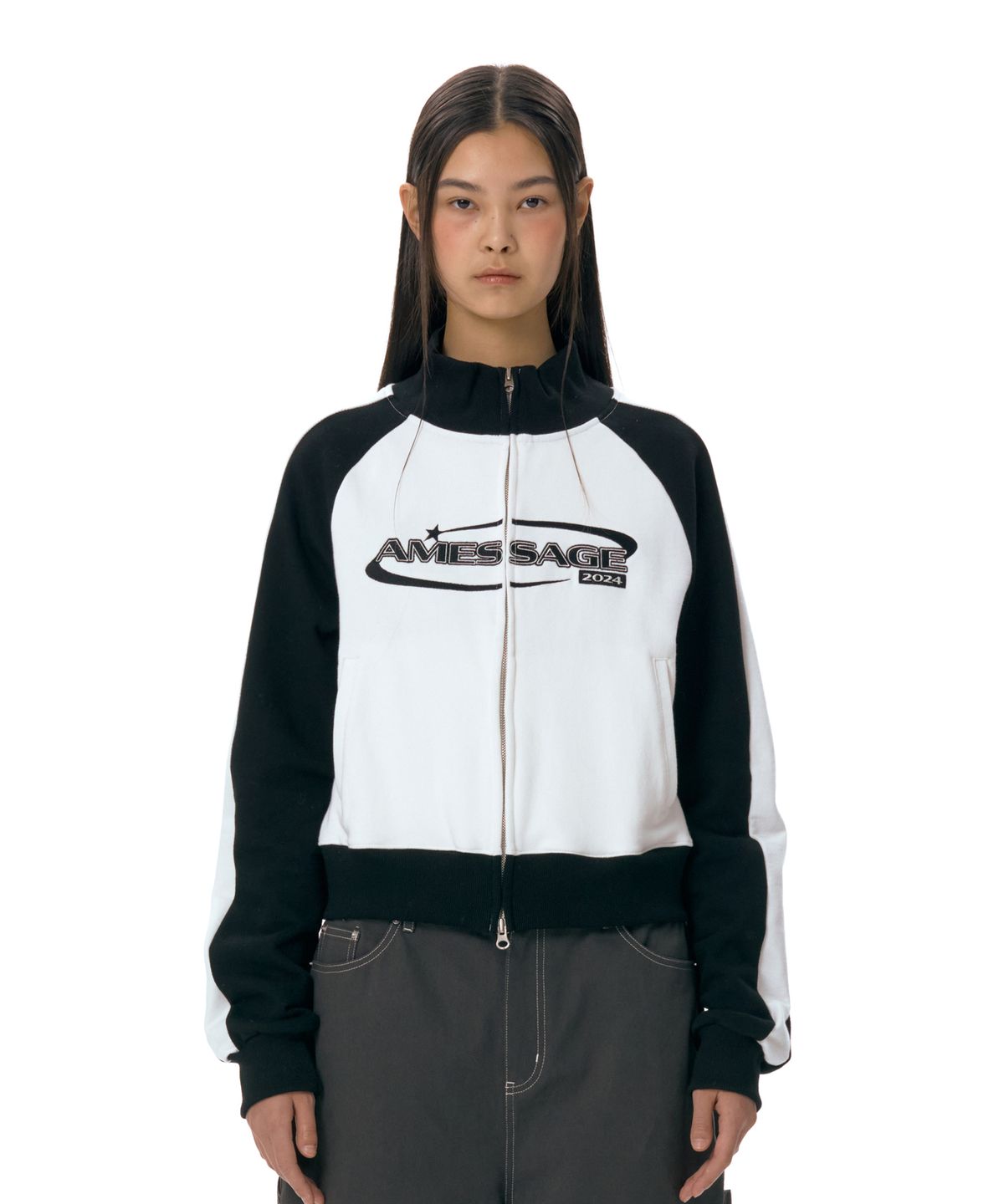 아메스 월드와이드(AMES-WORLDWIDE) SLEEVE LINE TRACK ZIPUP WHITE