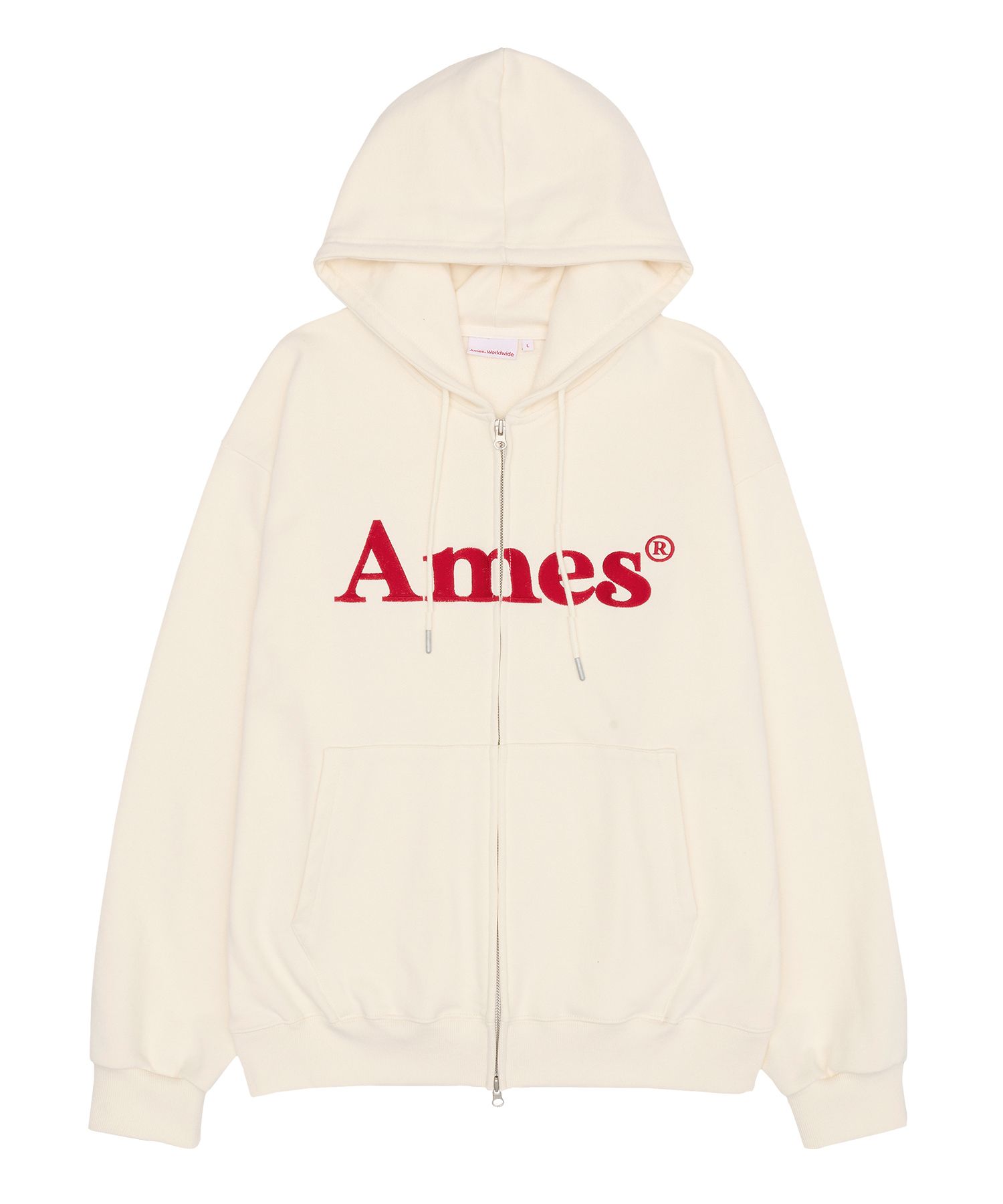 MUSINSA公式 | AMES-WORLDWIDE BASIC LOGO HOODIE ZIP UP CREAM 