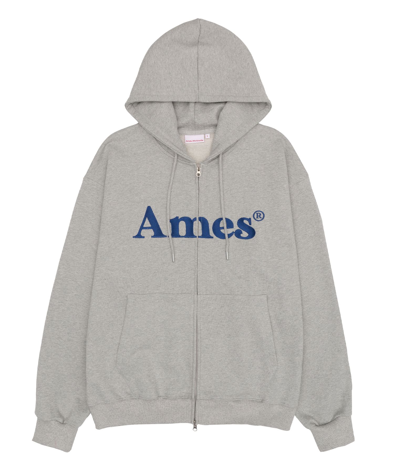 MUSINSA公式 | AMES-WORLDWIDE BASIC LOGO HOODIE ZIP UP GRAY