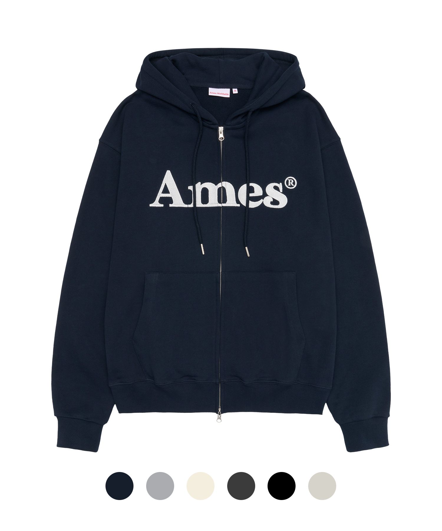 MUSINSA | AMES-WORLDWIDE BASIC LOGO HOODIE ZIP UP (6 colors)