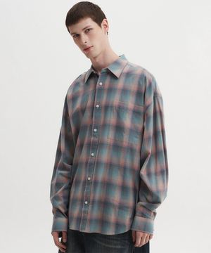 오버사이즈 플란넬 체크 셔츠 핑크